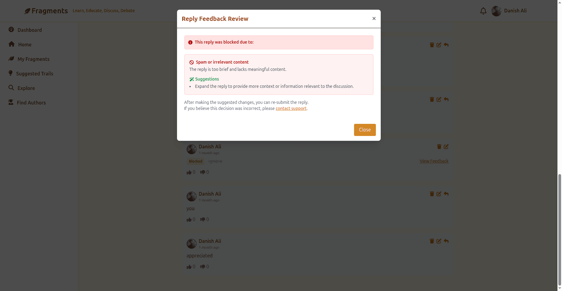 Fragments Trails – Educational Q&A Platform screenshot 6